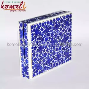 Caja de recuerdo de madera azul, Cajas de Regalo hechas a mano, a precio de venta al por mayor, de la India - Product Image 4