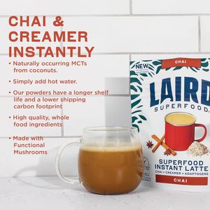 Laird Superfood Chai Instant Latte avec adaptogènes - Poudre de thé Chai instantané avec crème de coco superalimentaire - 8 oz - Product Image 6