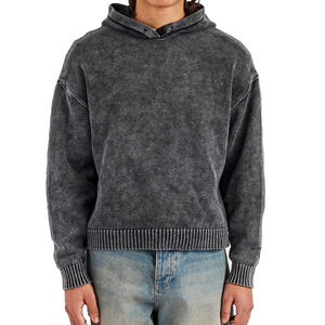 Vente en gros d'usine, sweat-shirt vintage surdimensionné pour homme, lavage à l'acide, streetwear, sweat-shirt à motif de lettres, technique de lavage enzymatique - Product Image 1