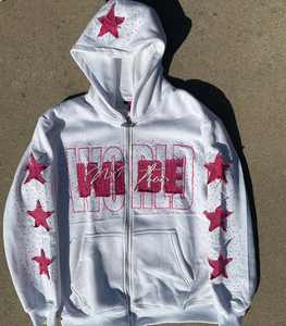 Personalizado de alta calidad fabricante Sun Faded Heavyweight 400gsm Vintage Acid Wash Zipper Boxy Fit Zip up Rhinestone Sudadera con capucha para hombres - Product Image 3