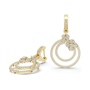 Pendientes Florales de Doble Aro con Diamantes de Laboratorio de 1.084 CT, Corte Brillante Redondo, Oro de 10KT, 14KT, 18KT y Plata 925, Oro Rosa, Amarillo - Product Image 5