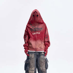 เสื้อมีฮู้ดสไตล์สตรีทแฟชั่นมีซิปโอเวอร์ไซส์ออกแบบได้ตามต้องการสำหรับผู้ชาย - Product Image 2