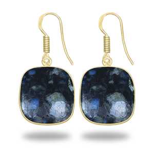 Pendientes de Larvikita Natural de Alta Calidad, Joyería Chapada en Oro para Bodas, Pendientes Colgantes de Piedras Preciosas para Mujer - Product Image 4