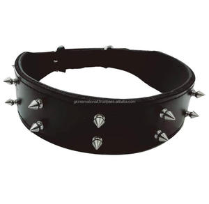 Collares para perros de cuero negro con pinchos Collar para mascotas de cuero genuino hecho a mano decorativo con tachuelas en todos los tamaños personalizados - Product Image 4