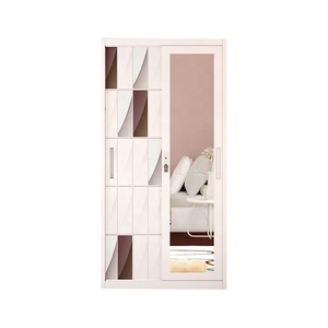 Armario hecho <span class=keywords><strong>a</strong></span> <span class=keywords><strong>medida</strong></span> diseño moderno acero barato impreso Almirah dormitorio espejo puerta corredera Metal armario Armoire - Product Image 5