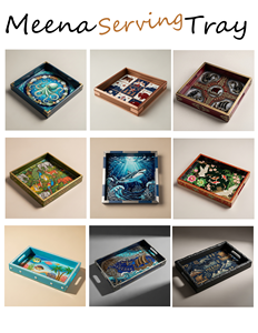 Plateau de service en bois durable fait à la main, art émaillé traditionnel indien, décoration de cuisine et de maison, vente en gros, biodégradable - Product Image 2