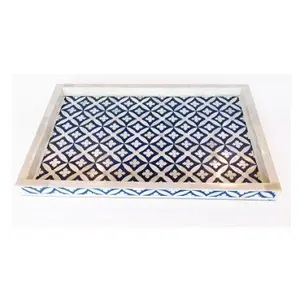 Top Selling high quality Designer Bone Inlay & Resin Tray wholesale Latest Serving tray Rectangular Shape Customized Packing