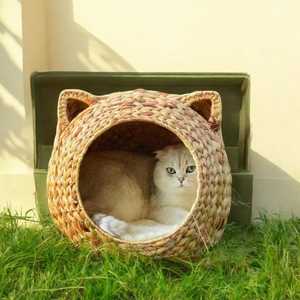 Lit pour chien élégant avec coussin de couchage Jacinthe d'eau naturelle Lit pour animal de compagnie Intérieur Chat Maison fait à la main et OEM au Vietnam - Product Image 1