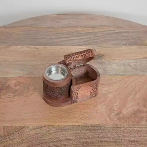 Quemador Bakhoor de madera moderno, diseño elegante para decoración de hogar y oficina de madera pulida, soporte de incienso con elegantes motivos árabes - Product Image 3