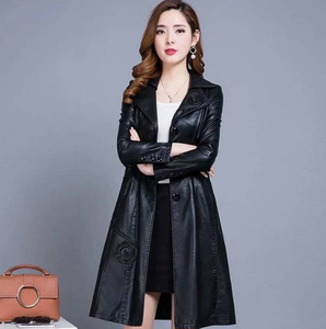 Abrigo largo de invierno 2025 para mujer, abrigo ajustado, chaqueta, abrigo de cuero, chaqueta de cuero de oveja, abrigo con cuello, abrigos para mujer - Product Image 2