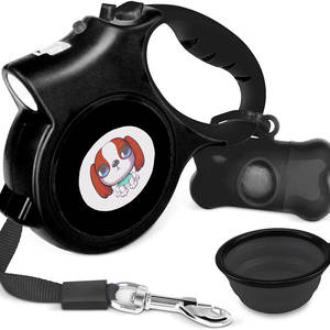 Laisse rétractable en nylon pour chien avec éclairage LED bleu, 3 m, imperméable, durable, style luxueux et rembourré avec fonction de libération rapide, convient aussi aux chats - Product Image 2