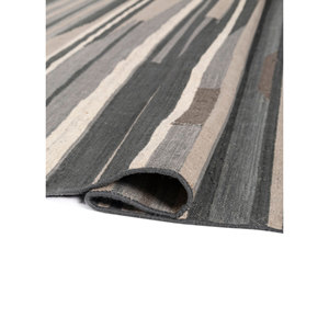 พรมอินดัสบาร์ บลู แฟลตวีฟส์ วิสโคส วูล รุ่น ADWL-13091 ลายคิลิม รูปทรงสี่เหลี่ยมผืนผ้า ลายทาง สำหรับใช้ในบ้าน ห้องนั่งเล่น และทางเดิน - Product Image 2