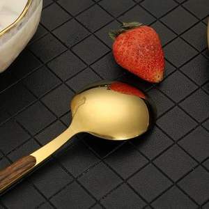 Cutlery Set in Stainless Steel with Elegant Gold Color and Wooden Handle Perfect <b>Flatware</b> Kitchenware Wedding and Dinnerware Use - Product Image 6