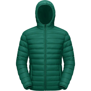 Chaqueta acolchada ligera verde esmeralda para hombre con capucha, chaqueta aislante resistente al agua a prueba de viento, abrigos de invierno con forro acolchado - Product Image 1