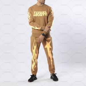 Ensemble survêtement homme à capuche, manches courtes, fermeture éclair, hiver, 2 pièces, léger, 100% coton - Product Image 3