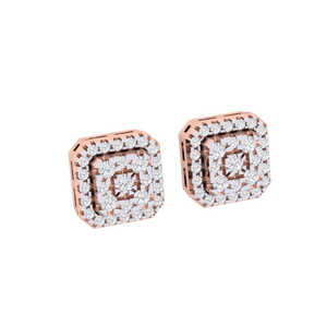 Certified Gold Real Diamond Square <b>Stud</b> <b>Earring</b> 14K Rose Yellow Gold Plated Geometric <b>Emerald</b> Stone Engagement Gift 0.15ct - Product Image 3