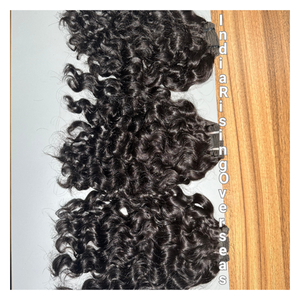 Raw Indian Natural <b>Curly</b> Remy Hair Bundles Soft Curl Pattern Temple Hair Double Drawn Unprocessed Human Hair <b>Extensions</b> - Product Image 2