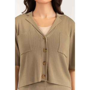 Ensemble coordonné décontracté pour femmes WM-COD-SS26-501T Coupe classique Tissu tricoté Tenue deux pièces pour le printemps/été Taille XXS - Product Image 3