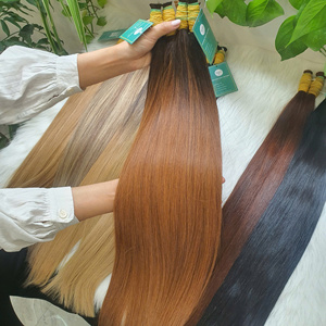 Extensions de cheveux lisses et volumineuses – 100 % cheveux humains, doux et sans nœuds, cheveux bruts, couleur personnalisée, super double drawn - Product Image 5