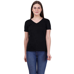 เสื้อยืดคอวีพิมพ์ลายสำหรับผู้หญิงชุดลำลองฤดูร้อน - Product Image 1