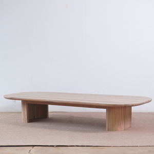 Mesa de centro de madera de teca maciza moderna, muebles de exterior versátiles de forma ovalada para sala de estar o uso en hoteles - Product Image 2