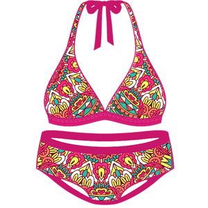 Conjunto de bikini de 2 piezas para nadar y bañarse Ropa de playa Color sólido con pantalla y sublimación de impresión digital - Product Image 3