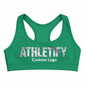 Custom High Support <b>Racerback</b> Sports <b>Bra</b> for Women Soft Breathable Stretch Fabric Sustainable Gym Workout <b>Bra</b> with Simple Style - Product Image 1
