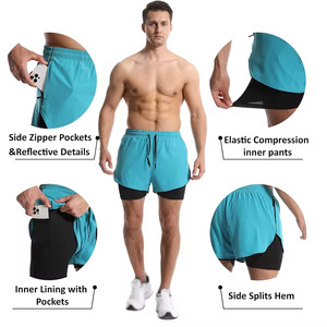 Pantalones cortos deportivos High Street para hombre con bolsillos, transpirables, de secado rápido, ropa de entrenamiento de Gimnasia y Fitness de talla grande - Product Image 4