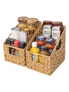 Elegante cesta de almacenamiento rectangular ecológica tejida a mano elegante diseño de plástico de ratán sauce duradero para el hogar multiusos - Product Image 4