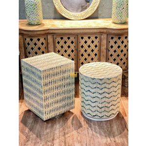 Mosaico de Vietnam personalizado con incrustaciones de nácar, mesa de centro, taburete de paso de concha marina para decoración del hogar - Product Image 1