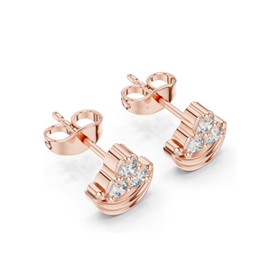 Pendientes de Media Luna con Diamantes, Claridad VVS-VS Cultivados en Laboratorio, 0.36 CT de Peso Total, Oro de 18K, 14K, 10K y Plata 925, Color Rosa - Product Image 5