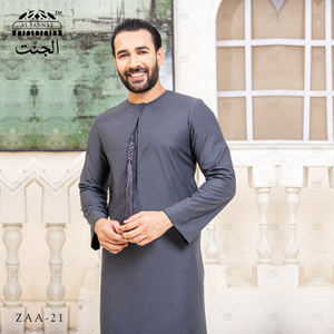 100% Top High Quality Breathable Round Neck Men's Thobe Jubba Abaya Robe Latest Saudi Style Arab Islamic Dress for sale - Product Image 5