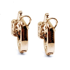 Joyería directa de fábrica de China Real High End 18K Oro blanco sólido Diamante natural Cuadrado Vintage Pendientes DE BODA Aro para mujer - Product Image 3