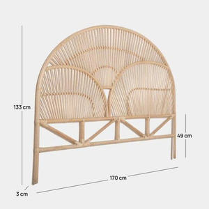 Tête de lit en rotin naturel fabriquée à la main Boho Cane Bed Frame Backrest, Design tissé demi-cercle, Décor de chambre à coucher côtière minimaliste - Product Image 6