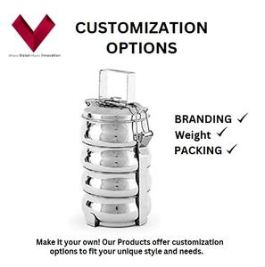 กล่องข้าวสแตนเลสแบบขายส่ง 4 ช่อง กล่องเบนโตะใส่อาหาร กล่องใส่อาหารสำหรับโรงเรียน ขนาด 10x4 นิ้ว - Product Image 3