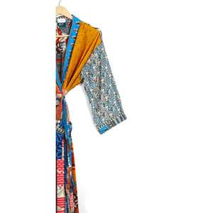 Meilleure qualité Kimono longue Robe femmes décorées avec de la soie Patchwork longue veste pour dames vêtements de nuit pour femmes Kimono en soie - Product Image 5