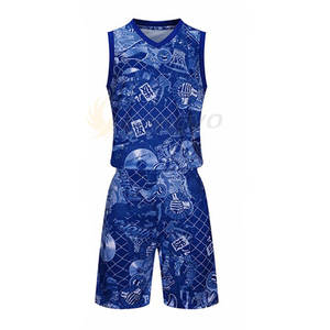 Conjunto de Camiseta y Pantalones Cortos de Baloncesto Unisex, Tallas Grandes, 100% Poliéster, Antibacteriano, Secado Rápido, Transpirable, con Estampado Digital por Sublimación - Product Image 1