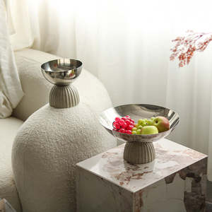 Tazón Decorativo Redondo Alto de Resina Metálica de Lujo para Fiestas, Libre de BPA, con Plato para Uso Doméstico, Venta al por Mayor - Product Image 2