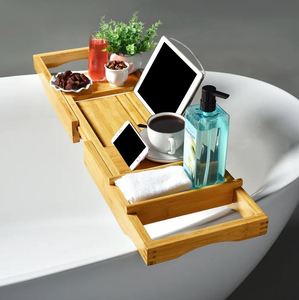 Carrito de baño popular, cantidad a granel de madera, soporte de almacenamiento para baño, bandeja, organizador de ducha de baño para teléfono móvil, portavasos para libros - Product Image 4