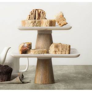 Top Selling Custom Wood Cake Stand with Marble Dome Tray Decoration Farmhouse Tiered Tray Decor Wholesale Cake <b>Tools</b> - Product Image 4