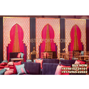 Magical Laser Cut Panels for Wedding Stage Decor Arabian Theme <b>Arch</b> Style <b>Metal</b> <b>Frame</b> Wedding Sangeet Night Stage Backdrop USA - Product Image 1