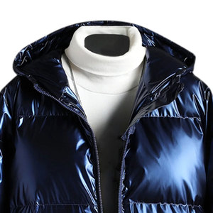 High Quality Custom Shinny Style Men's Puffer <b>Jackets</b> with Long Sleeves Breathable Wholesale Price Available for Sale - Product Image 2