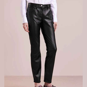 New Arrival Calf Length Wide Leg Leather High Waist <b>Pants</b> <b>Black</b> Genuine Sheepskin Leather <b>Pants</b> <b>Women</b> top quality ronpex - Product Image 5
