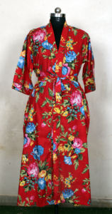 Belle indienne main bloc imprimé coton Kimono Robe imprimé fleuri longue Robe de bain été demoiselle d'honneur cadeau ou pour elle - Product Image 2