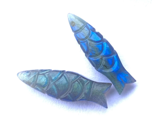 ลูกปัดคริสตัลสำหรับทำมือแกะสลักปลาลาบราดอไรต์ธรรมชาติลูกปัดเจาะด้านข้างสำหรับทำเครื่องประดับ - Product Image 3