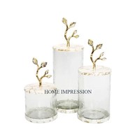 Juego de 3 Recipientes de Cocina Multifuncionales Hechos a Mano de Metal Transparente Ecológico, Diseño Minimalista, Recipientes para Almacenamiento de Alimentos para el Hogar