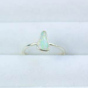 Ajuste de bisel de forma elegante de ópalo etíope Natural, banda minimalista de Plata de Ley 925 para mujer, anillos de fiesta de aniversario, regalos - Product Image 3