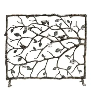 Écran de cheminée en aluminium antique en métal fini décor à la maison écran de cheminée en aluminium pour oiseaux et branches