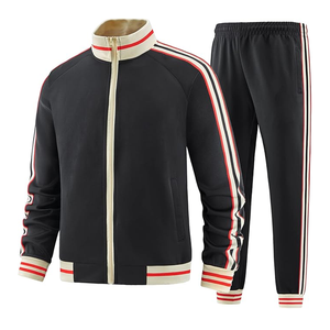 Conjunto de Top de cuello redondo para entrenamiento físico al aire libre, ropa deportiva con cremallera completa y logotipo personalizado, conjuntos de Jogger gris de tendencia superior para hombres - Product Image 2