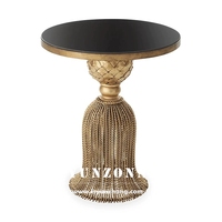 Table d'appoint ronde moderne de luxe 2025 avec design à franges, structure en cuivre durable, plateau en marbre/verre, mobilier de maison pour hôtel et salon